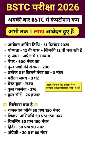 BSTC Exam 2026 | BSTC 2026 form date | BSTC 2026 classes | BSTC model paper || BSTC 2026 Syllabus