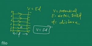 What is d stand for in V = Ed ?... | Filo