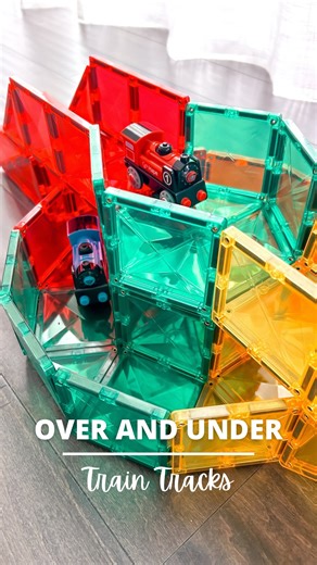 Alice | Magnetic Tiles Play Ideas on Instagram: "📍 Save this build to try later! This play idea is included in my Magnetic Tiles Unlimited Book—with step-by-step builds and tons of creative ideas. 👉 Comment “UNLIMITED” to get the book link. 👋🏻 New here? I’m Alice—follow @pandamommyteacher for easy, creative magnetic tile play ideas. #magnetictiles #stemplay #pandamommyteacher #traintracks #openendedplay openendedtoys"