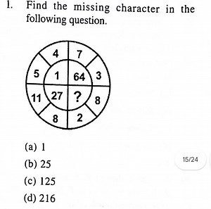 Find the missing character in the following circular number pat... | Filo