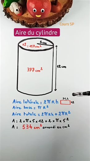 Aire d'un Cylindre #maths #pourtoi #aire #cylinder #courssp #math #college #professor #fyp #mate #method #matematik | Courssp-maths