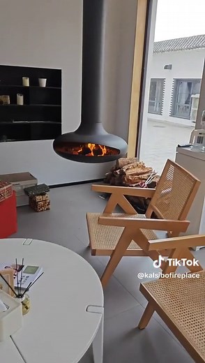 Modern Hanging Fireplace Design Ideas