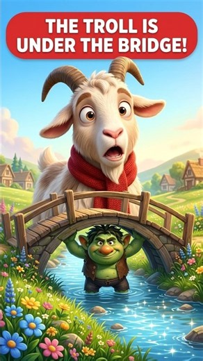 The Troll Under the Bridge! 😱🐐 | Three Billy Goats Gruff #Shorts