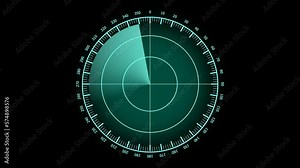 Rader Hud technology rotated animated, Object location detection technology and signal waves .