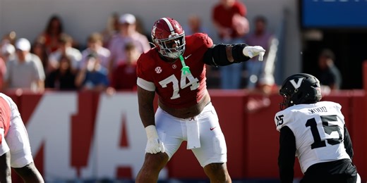 Alabama standout LT Kadyn Proctor has an affinity for Krispy Kreme and carrying the rock