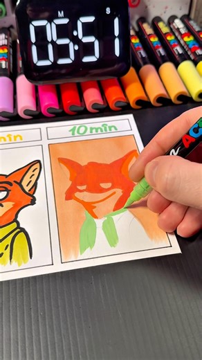 [30 sec, 3 min, 10 min] Drawing Nick Wilde (Zootopia 2)#drawing #art #nickwilde #zootopia