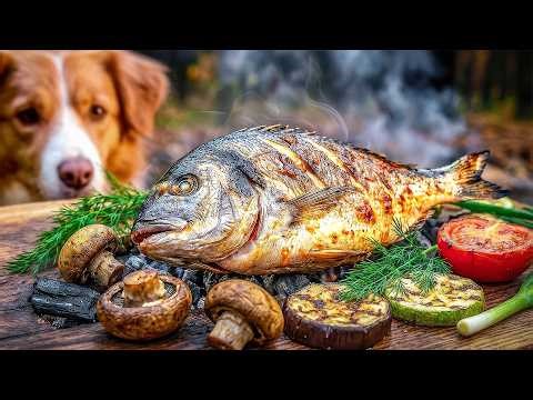 Perfect Dorado Fish Cooked Over Open Fire in the Wild | Outdoor Cooking ASMR