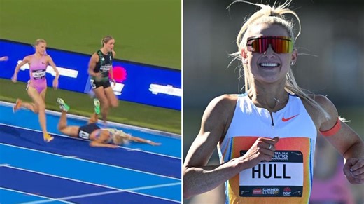 Jess Hull falls after tangle with Hollingsworth