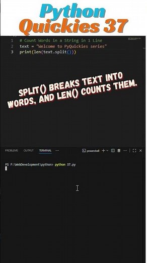 Count Words in 1 Line ✨ in python | PyQuickies #37 #python #coding