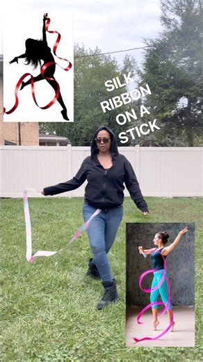 RHYTHMIC SILK RIBBON DANCE WORK OUT RHYTHM DANCING ON A STICK #ribbondance #rhythmdance #twirl