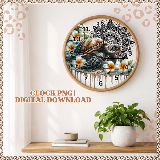 Clock Design Png, Turtle Clock, Clock Sublimation, Turtle Design, Animal Png, Clock Designs, Mandela, Frangipani, Personalised Clock Png - Etsy
