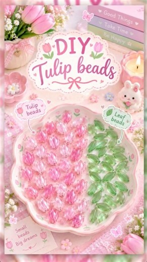 DIY Tulip beads 🌷 From Plastic bottles #diy #viral #aesthetic #kawaii #bottlebeads #handmade #shorts