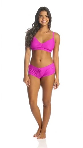 Solid Thong Bikini Swim Bottom