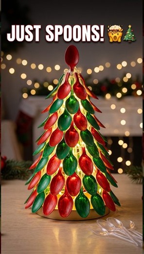 You won't believe this is made of spoons! 🤯🎄 #christmasdecor #recycledcrafts