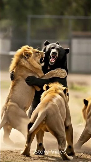 Lions Hunt and Capture a Bear | Wild Animal Fight in the Jungle #wildlife #jungle #lion #fight