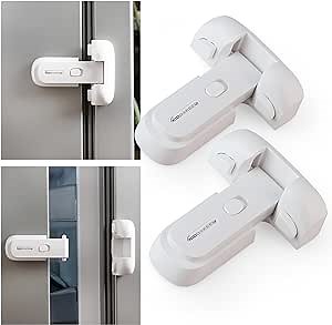 Baby Fridge Lock for Toddlers - 2Pcs Refrigerator Lock for Kids to Securely Childproof Your Freezer Doors, Easy Installation Refrigerator Latch to Keep Freezer Door Shut for Child Safety