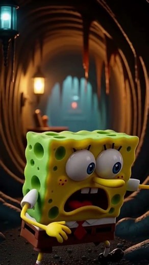 scared spongebob turns into scary monster