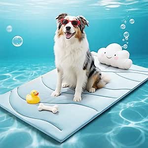 Babygreat Dog Cooling Mat, 36" x 23" Reversible Self-Cooling Mat for Medium Dogs, Arc-Chill Cool Pad for Dogs and Cats Washable Summer (Blue, Large(48" x 28"))
