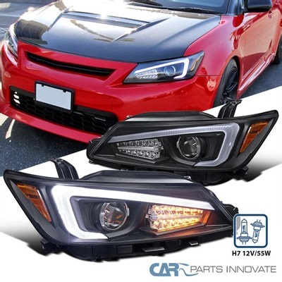 Fit 11-13 Scion tC Black Projector Headlights Lamps w/ LED Signal Strip Bar Tube | eBay