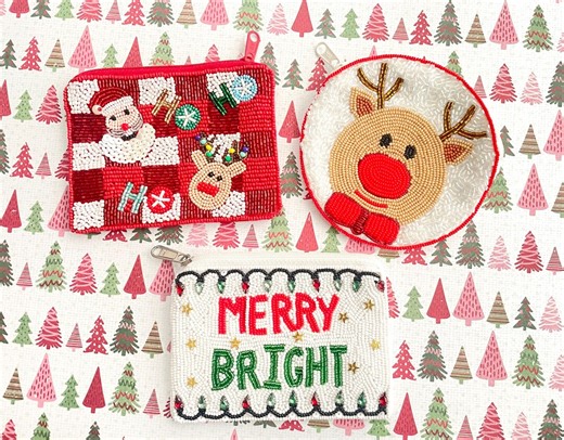 Reindeer Santa Coin Purse/holiday Gifts/seed Bead/christmas Custom - Etsy