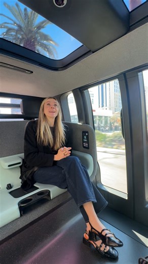 shelbychurch on Instagram: "Trying the most unique robotaxi in Las Vegas! While in town at CES, it only felt fitting to get around via @Zoox. This robotaxi is super unique in that the seats face each other. It’s built for passengers, not drivers, and is the first robotaxi built from the ground up. TLDR, It’s really fun to ride in this with friends, because you are all facing each other! Give it a try next time you’re in town! #robotaxi #zoox #lasvegasexperiences"