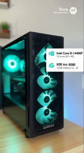 ABS Flux II Aqua Gaming PC - Windows 11- Intel Core i5 14400F - Intel Arc B580 32GB ABSWMT14400B580