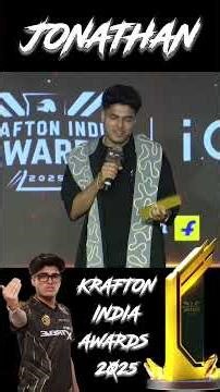 Jonathan Wins Big at KIA 2025 🏆 | Krafton India Awards | BGMI Legend