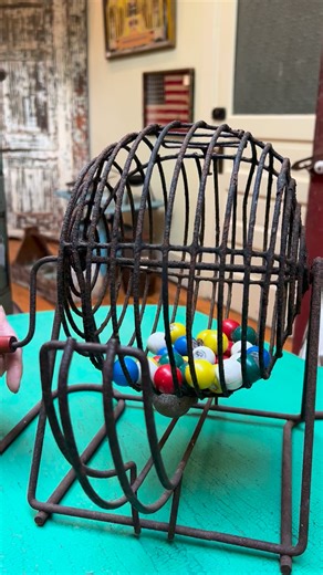 This antique bingo machine is addictive. Lol. We had it for sale but once we began playing with it we aren’t sure. @ antique bingo | Kittles Hardware and Supply