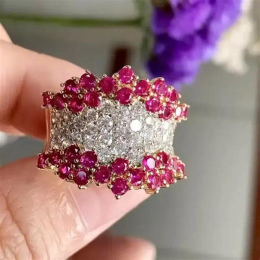 Ruby Vintage Style Engagement Ring: Round Cut 925 Sterling Silver Moissanite Diamond Jewelry - Etsy