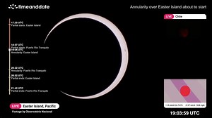 6.9K views · 122 reactions | Timeanddate.com has delivered a view of the peak of the annular solar eclipse from Easter Island in the Pacific Ocean. Annular eclipse explained  https://trib.al/UERmdHo Credit: Timeanddate.com / time-lapse by Space.com Music: Analog Dreams by Blue Saga / courtesy of epidemicsound | Space.com | Facebook
