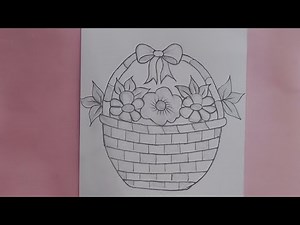 How to draw a flower basket | Flower basket step by step drawing | Pencil sketch for beginners