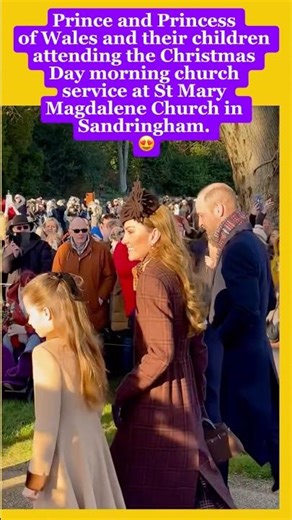 Prince & Princessing of Wales and their children attending the Christmas Day morning church Service