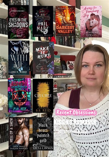 Recent Romance Obessions! You should add these to your TBR if you want to feel joy… Eyes in the Shadows by @LM Whiteley | Author - MF/Stalker/Forced Proximity Stay With Me by @Luna K. Wicked🩸 Author - MF/StepBro/Forced Proximity Bloody Vengeance by @P.H. Nix•Dark Romance Author• - MF/Spicy Horror/Female Assassin Hell of a Show by @Leila James & @Shauna Mairéad 📚 - MF/Second Chance/Dark Cowboy Hail Mary by @Jordan Grant - Why Choose/Forbidden/Forced Proximity Stay Make It Hurt by @Elle Mitchell
