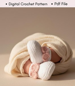 Pink Floral Baby Booties Crochet Pattern PDF Newborn to 18 Months Easy Baby Shoes Pattern DIY Baby Shower Gift Newborn Shoes Tutorial - Etsy