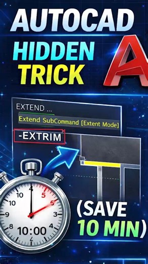 AutoCAD EXTRIM Trick (Beginners Must Know) 🔥-@vision-cadstudio #autocad