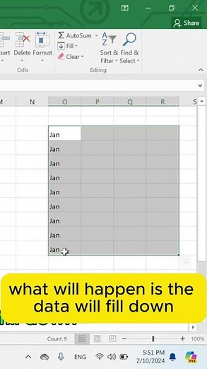 Left and Right Fill Down in Excel