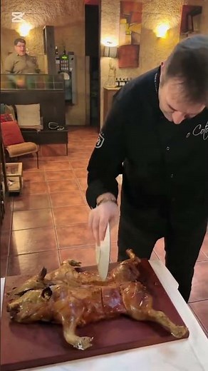 You have to throw the plate after carving a suckling pig.