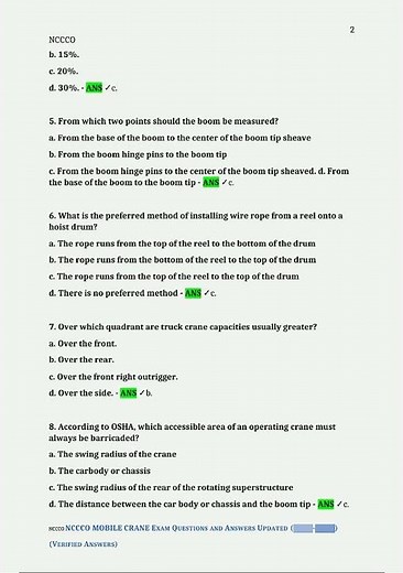 NCCCO MOBILE CRANE Exam Questions and Answers Updated Verified Answers739 new video