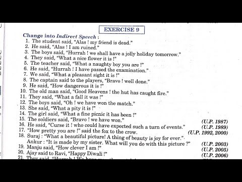 exercise 9 class 12 English | direct and indirect exercise 9 | 9 Class 12 English