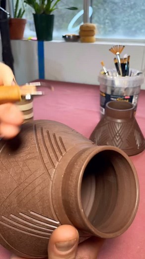 Carving up some more Terracotta Aztec mugs with a new teak to the carving design. Lmk what you think in the comments! #austin #pottery #mezafranco #carved Music By: Fred Again.., Skrillex, Four Tet - Baby Again.. | Chad Franco