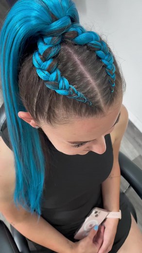 Vibrant Blue Highlighted Braids Tutorial