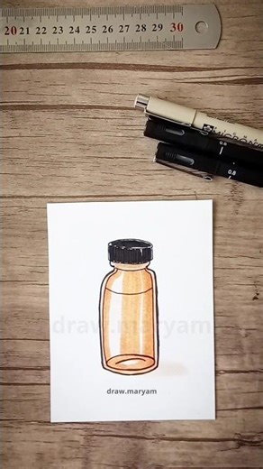 How to Draw a Realistic Glass Bottle ✍️✨ | Ink & Marker Shorts