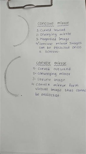 difference between concave mirror and convex mirror easy and drawing