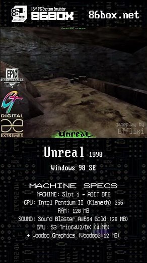Unreal (1998) [intro screen] running on Windows 98 SE — #retrogaming #windows98