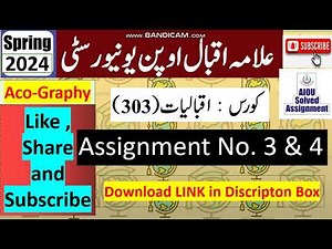 ⏩ AIOU Code 303 Solved Assignment No.3 & 4 Spring 2024 || Subject: Iqbaliat || Level: FA/ I Com