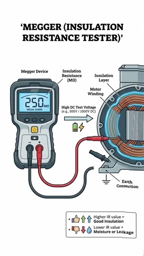 MEGGER INSULATION RESISTANCE TESTER ⚡ | HOW INSULATION TESTING WORKS #shorts