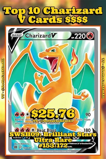 Top 10 RAREST & Most EXPENSIVE Charizard V Pokémon Cards! 🔥 #pokemon #top10 #tcg #pokemoncards