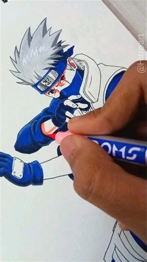 Drawing Kakashi ✨Doms Brush pen ✨#shorts #naruto #youtubeshorts