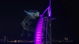 Spectacular drone performance lights up Dubai landmark