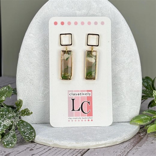 Handmade Polymer Clay Green Jasper Jewelry Collection: Green Stone Jewelry, St. Patrick’s Earrings, Hypoallergenic, Lightweight - Etsy